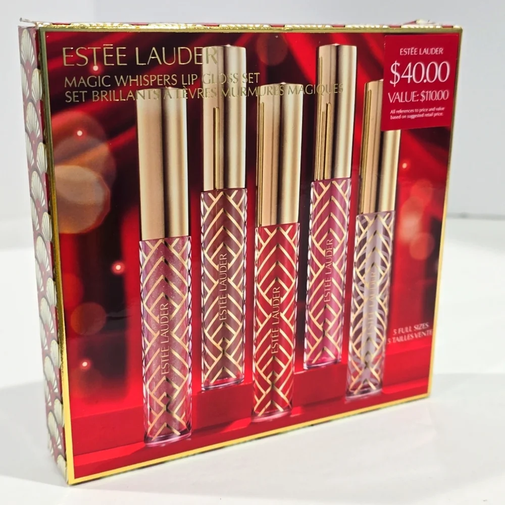 NIB ✅ Estée Lauder Magic Whispers Holiday 5 x Lip Gloss Gift Set ✨ NIB